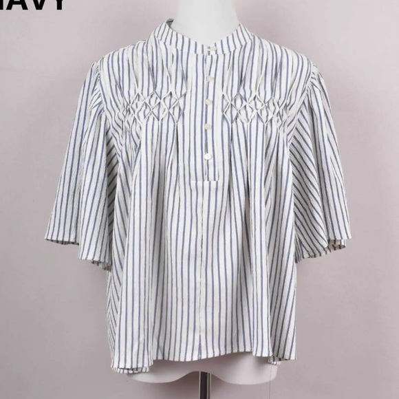 FROM PARIS Striped Button-Up Women's Top - Picture 1 of 1